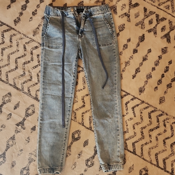 Risen Blue Denim Joggers - Picture 1 of 3